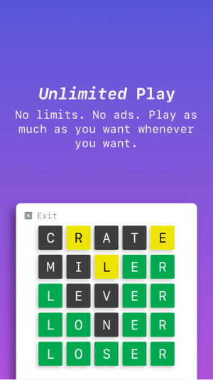 A screenshot of LOSER - A Word Game's main game screen.